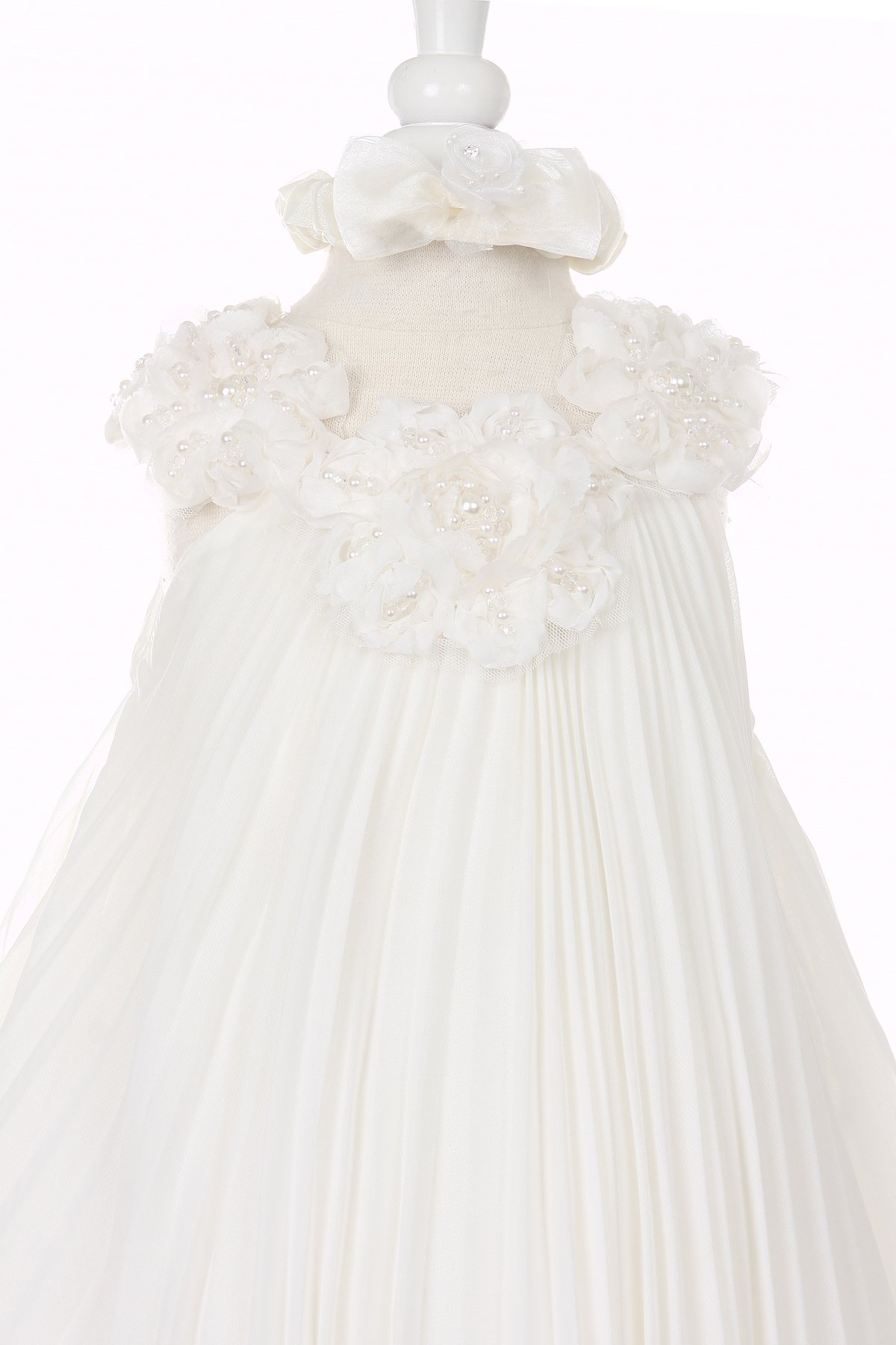 ivory pleated chiffon dress